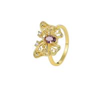 Homxi Donna Anelli Oro 14 K,Farfalla con Ametista e Moissanite Anello di Matrimonio Donna Oro Misura 11(51mm)