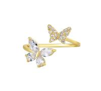 Homxi Donna Anelli Oro Giallo 9K,Farfalla con Moissanite Anelli Fidanzamento Donna Oro Misura 18(58mm)