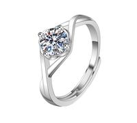 Homxi Donna Anello Fidanzamento 9K Oro Bianco, Solitario Rotondo con Diamante Sintetico da 1ct, Anelli in Argento Eternity Donna, Misura 8(48mm)