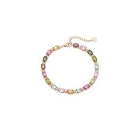 Homxi Donna Bracciale Oro Rosa 18 Carati 750, Ovale con Pietre Naturali Colorate da 7 ct e Zirconia Cubica, Regolabile 16 CM + 5 CM, Bracciali Oro Rosa Donna