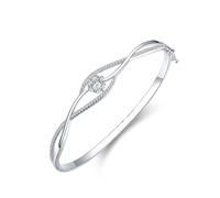 Homxi Donna Braccialetto Oro Bianco 14K, Infinito e Fiore con Moissanite, Lunghezza 16 CM, Bracciale Argento Donna