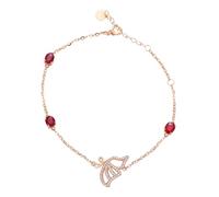Homxi Donna Braccialetto Oro Rosa 9 K, Farfalla e Ovale con Rubino Creato da 2,27 ct e Moissanite, Regolabile 19 CM + 3 CM, Bracciale Donna Oro Rosa