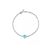 Homxi Donna Bracciali Catena Oro Bianco 14 Carati 585, Cuore con Tormalina Paraíba Creata da 2 ct e Moissanite, Lunghezza 16 CM, Braccialetto Catena Argento Blu Verde Donna