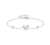 Homxi Donna Bracciali Catena Oro Bianco 9 Kt, Farfalla Cava con Diamante Sintetico, Regolabile 20 CM + 3 CM, Bracciali Catena Donna Argento