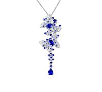 Homxi Donna Catenella Collana Oro Bianco 18K,Catena Collane Farfalle con 1,36 ct Zaffiro e Diamante Collana Donna Argento