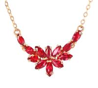 Homxi Donna Catenella Collana Oro Giallo 18K 750,Collane Fiore con Rubino 0,65 ct Donna Collana Oro con Pendente