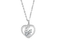 Homxi Donna Ciondoli Collana Oro Bianco 18K, Ala e Cuore con Moissanite, Collane da Donna Argento