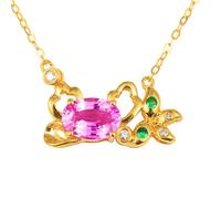 Homxi Donna Ciondolo Collana Oro 18 Carati,Collane Catena Farfalla e Ovale con 1,13 ct Zaffiro Diamante e Tsavorite Donna Collana di Oro