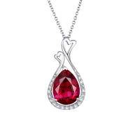 Homxi Donna Collana Oro Bianco 18K 750 con Ciondoli,Catena Collane Goccia d'acqua e Cuore Vuoto con 3,3 ct Tormalina Ciondoli Collana Rosso Argento Donna