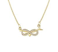 Homxi Donna Collana Oro Giallo 14K con Ciondoli, Infinito e Freccia con Diamante Sintetico, Donna Pendente Collana Oro