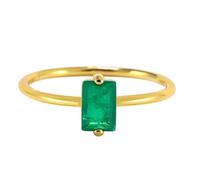 Homxi Fedi Nuziali Oro Giallo 585 Donna, 4x6mm Rettangolo con Smeraldo Sintetico, Donna Anelli Fedina di Oro Misura 18(58mm)