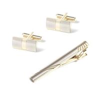 Homxi Gemelli e Fermacravatta Oro Uomo Eleganti, Rame, Rettangolo, Camicia Uomo Bianca Elegante Gemelli