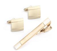 Homxi Gemelli e Fermacravatta per Camicia Uomo Oro, Rame, Rettangolo, Gemelli per Camicie Eleganti