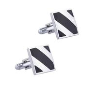 Homxi Gemelli Uomo in Argento Nero Matrimonio, Rame, Quadrato con Strisce, Camicia Uomo Bianca Elegante Gemelli