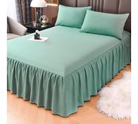 Homxi Lenzuola Matrimoniali con Volant con 2 Federe(150 x 200 cm),Lenzuolo Letto Singolo Tinta Unita Completo Lenzuola Singolo Verde