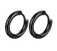 Homxi Orecchini a Cerchio Donna Uomo Nero,Orecchini in Acciaio Inossidabile Orecchino 16MM Rotondo Orecchino Donna Nero