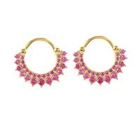 Homxi Orecchini Cerchio Donna,925 Orecchino Argento Donna Rotondo con Zirconia Cubica Oro e Rosso Rose Donna Orecchini Cerchio