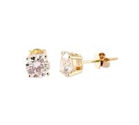 Homxi Orecchini d Oro Donna 14 Carati, 4 Griffe Solitario Rotondo con Moissanite da 1ct, Perno Orecchini Donna Oro