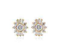 Homxi Orecchini d Oro Donna 14K, Fiore con Moissanite, Orecchino a Bottone Donna Oro