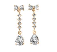 Homxi Orecchini d Oro Giallo Donna 18 Carati, Fiocco e Goccia D'Acqua con Ametista e Moissanite, Orecchino Donna a Pendenti Oro Viola