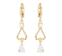 Homxi Orecchini Donna 14Kt Oro Giallo 585, Cuore e Goccia D'Acqua con Citrina e Moissanite, Donna Pendente Orecchini Giallo Oro