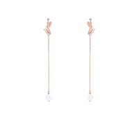 Homxi Orecchini Donna 9K Oro Rosa 375, Doppi Cuori con Perla Nappa, Orecchini Donna Pendente Oro Rosa