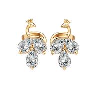 Homxi Orecchini Donna in Oro 18Kt, Phoenix e Goccia D'Acqua con Granato Rubino Ametista, Donna Bottone Orecchini Sposa Matrimonio Oro Multicolore