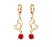 Homxi Orecchini Donna Oro Giallo 18K, Doppio Cuore Cavo e Rotondo con Moissanite, Orecchini Matrimonio a Pendenti Donna Oro