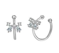 Homxi Orecchini d'Oro Bianco Donna 14 Kt, Farfalla con Moissanite, Donna Clip Orecchini Argento