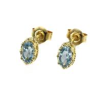 Homxi Orecchini d'Oro Donna 18Kt, Marchesa con Topazio, Orecchini Perno Donna Azzurro Oro