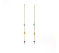 Homxi Orecchini in Oro Giallo 18 Ktt Donna 750, Catena Lunga con Topazio Citrina Ametista, Orecchini Sposa Matrimonio a Pendenti Donna Oro Multicolore