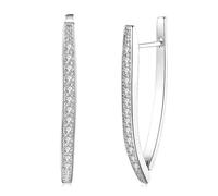 Homxi Orecchini Matrimonio Donna Oro Bianco 14 K, Geometrico con Moissanite, Donna Orecchini Sposa Matrimonio a Cerchi Argento