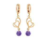 Homxi Orecchini Matrimonio d'Oro Donna 9 K, Doppio Cuore Cavo e Rotondo con Rubino Sintetico, Orecchino Donna a Pendenti Rosso Oro