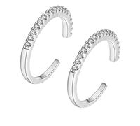 Homxi Orecchini Matrimonio Oro Bianco 14 K Donna, "C" con Moissanite, Donna Clip Orecchino Argento