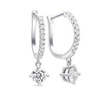 Homxi Orecchini Oro Bianco 18 K 750 Donna, Rotondo con Diamante Sintetico da 0,3ct, Orecchini Cerchio Donna Argento