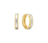 Homxi Orecchini Oro Giallo 14Kt 585 Donna, Rotondo Bicolore, Donna Orecchini Matrimonio Cerchio Oro Argento