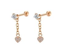 Homxi Orecchini Oro Rosa Donna 18 K 750, Catena con Cuore con Moissanite, Orecchini a Pendenti Donna Oro Rosa