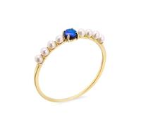 Homxi Oro Giallo 9K Donna Anelli Fedi Nuziali, Rotondo con Opale e Perle, Anello in Oro Eternity Donna Misura 12(52mm)