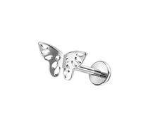 Homxi Percing Naso Argento 18 Gauge (1.0x10mm), Farfalla Cava, Titanio Piercing al Naso Septum