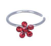 Homxi Piercing Naso Un Pezzo,20Gauge Piercing Naso 0.8mm Piercing Acciaio Chirurgico Naso Cerchio Fiore a C 10mm con Zirconia Cubica Rossi Orecchini Piercing Naso Rosso