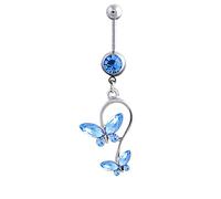 Homxi Piercing Ombelico in Acciaio Chirurgico,Farfalla Zirconia Azzurra Piercing Donna Ombelico Blu Chiaro