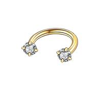 Homxi Piercing Orecchio 1 Pezzo,Calibro 16 Piercing Naso 1.2mm Piercing Naso Acciaio Inossidabile Donna U con Zirconia Cubica Bianca Naso Piercing Oro