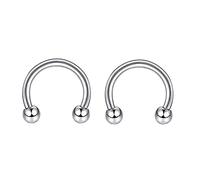Homxi Piercing Orecchio 2 Pezzi,16 Gauge Piercing Naso 1.2mm Piercing Acciaio Chirurgico Naso U e Sfera Orecchino Naso Argento