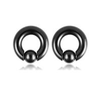 Homxi Set di Dilatatori 2 Pezzi Dilatatori Lobo Set Tunnel 3x14x6mm,8G Piercing Acciaio Chirurgico Orecchio Dilatatore Hoop con Sfera Set Dilatatore Nero