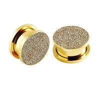 Homxi Set di Dilatatori 2PCS Set Orecchini Dilatatori 8mm,0G Dilatatori Coni Acciaio Chirurgico Rotondo con Opaco Dilatatore Kit Oro
