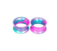 Homxi Set di Dilatatori 2Pezzi 8mm Dilatatori Lobo Set Tunnel,0G Dilatatori Lobo Silicone Cerchio Cavo Dilatatori Orecchie Set Rosa Verde