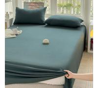 Homxi Set Lenzuolo Letto Matrimoniale e 2 Federe,200 x 230 CM,Tinta Unita Cotone Copriletto Matrimoniale Estivo Verde Esercito Scuro