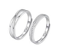 Homxi Ti Amo Anello Regolabile Uomo Argento 925,Anelli Donna Regolabili Lui e Lei Coppia Anelli Infinito Rotondo con Zirconia Cubica Anello Fidanzamento Donna