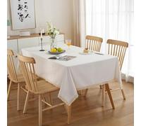 Homxi Tovaglia Copritavolo Quadrata 120 W x 120 L CM,Tovaglie Lavabili Antimacchia Bianco Tinta Unita con Nappa Cotone