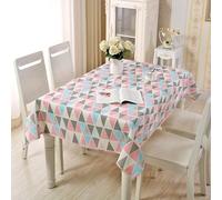 Homxi Tovaglia da Tavolo Quadrato 120 W x 120 L CM,Tovaglia Moderna Cucina Rosa Grigio Blu Motivo a Triangolo Cotone